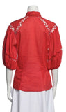 ROBERTO CAVALLI Red Cotton Eyele top blouse Size I 42 UK 10 US 6 ladies