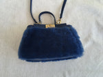 FENDI Micro Peekaboo leather-trimmed shearling shoulder bag 2017 Collection Ladies