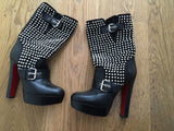CHRISTIAN LOUBOUTIN Black Leather Studded Marisa Boots Sz 36.5 UK 3.5 US 6.5 Ladies
