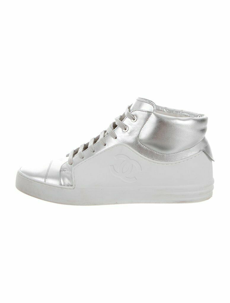CHANEL SILVER HIGH TOP SNEAKER TRAINERS Ladies – Afashionistastore