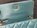 CHANEL Lambskin Quilted Small Trendy CC Flap Dual Handle Bag Green Handbag Ladies