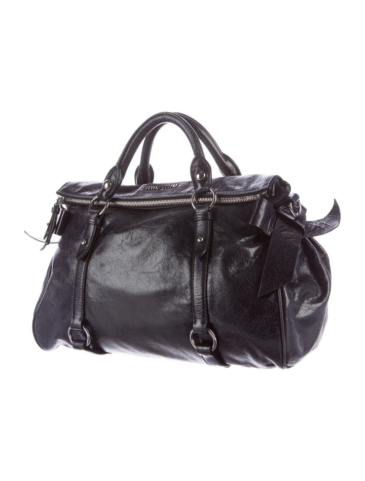 Miu Miu Lux distressed leather satchel hobo bag handbag messenger Ladies