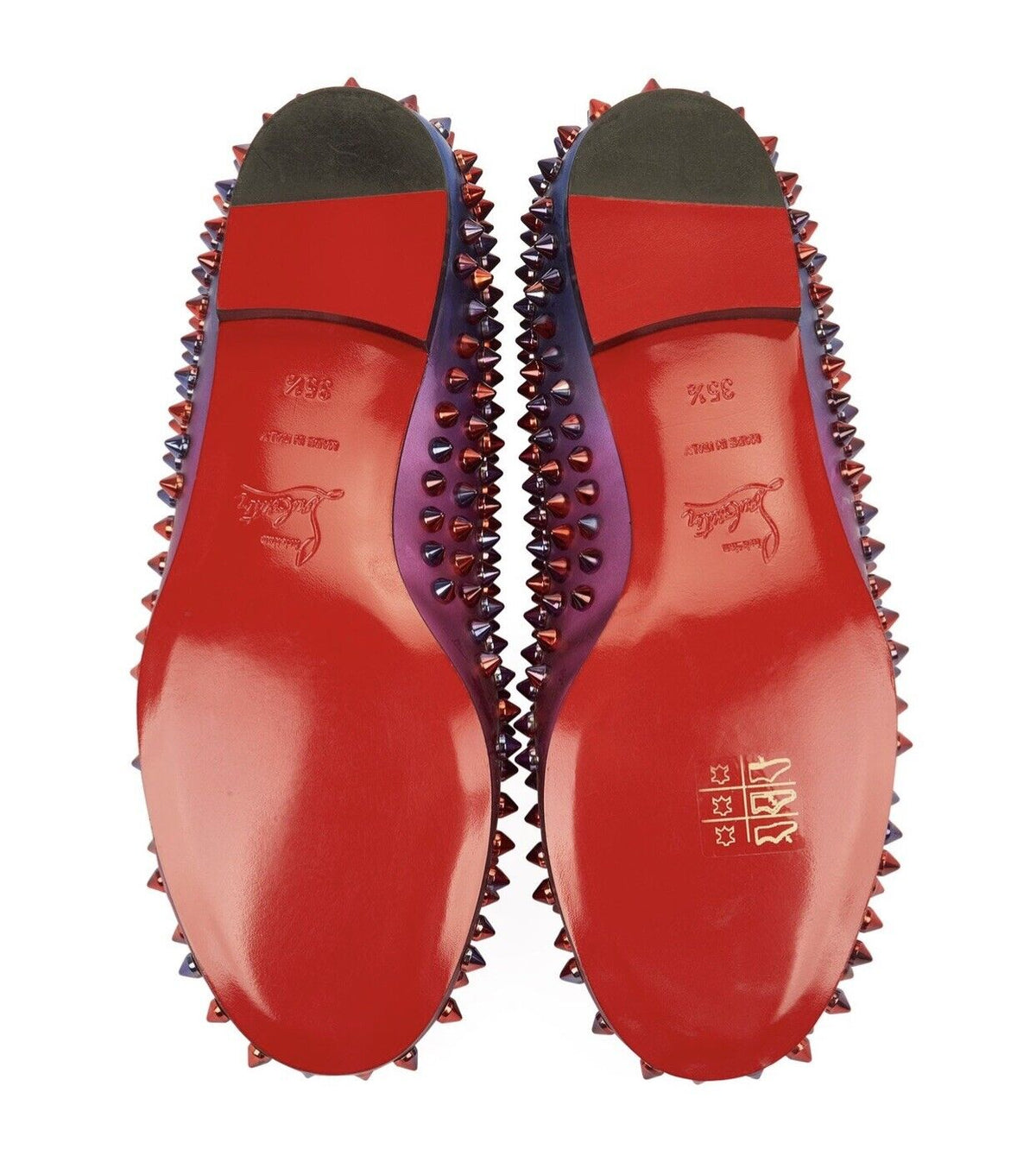 CHRISTIAN LOUBOUTIN Dandelion Spikes Flats Slip-On Sneakers Shoes Size 35.5 ladies
