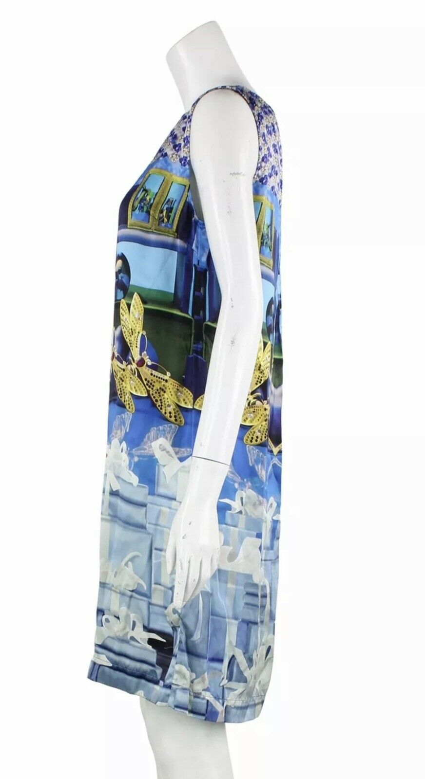 MARY KATRANTZOU Jewel and Dragonfly Printed Silk Tank Dress UK 10 US 6 ladies