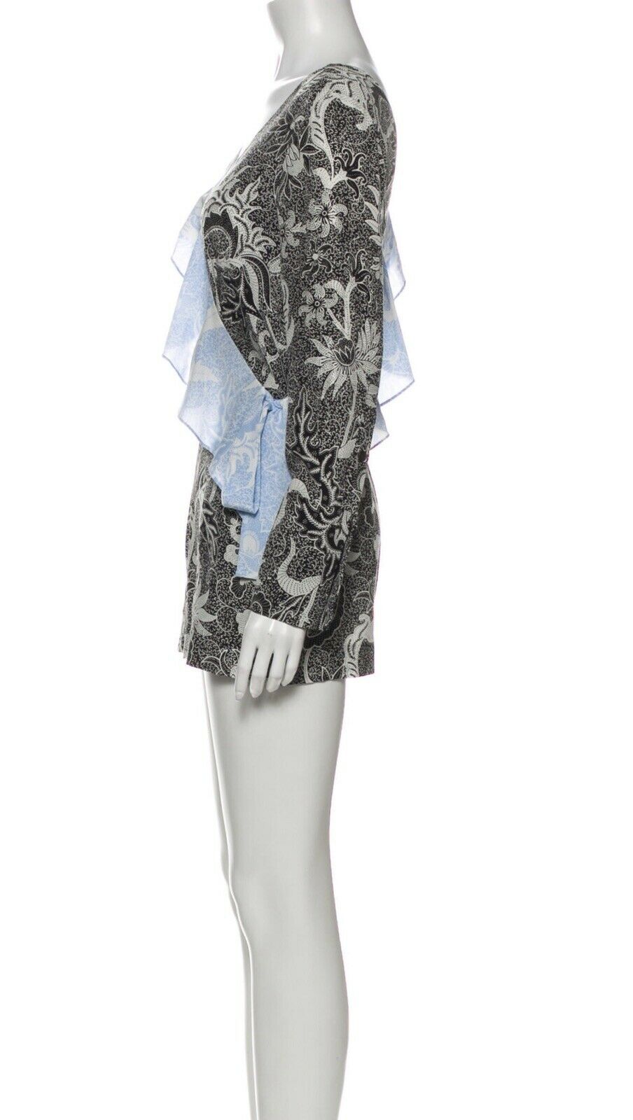 Diane von Furstenberg Ruffled Wrap-effect Printed Silk Romper US 0 UK 4 XXS XS ladies