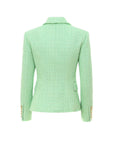 £2,940 Balmain double breasted tweed green blazer jacket F 40 UK 12 As Beyoncé ladies