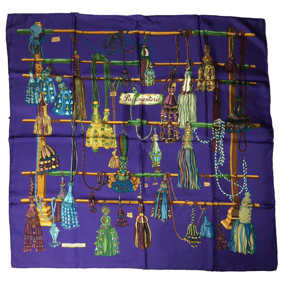 Hermès Hermes Paris Purple Passementerie Cashmere Silk Shawl -140cm Scarf/Wrap ladies