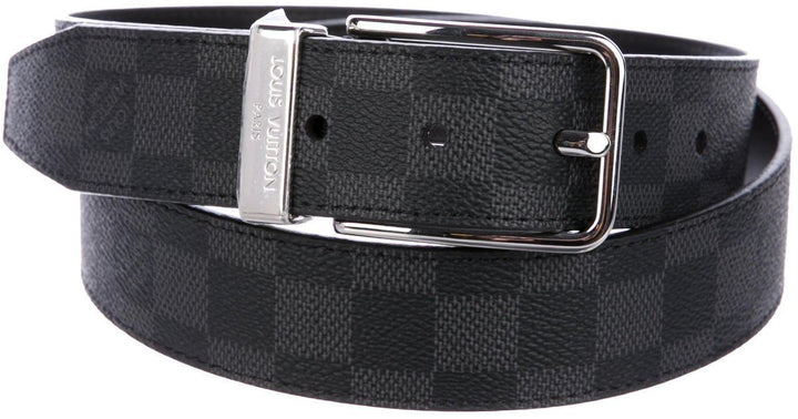 LOUIS VUITTON Spring 2018 black and charcoal Damier Graphite Belt 85/34 BC4125 Men