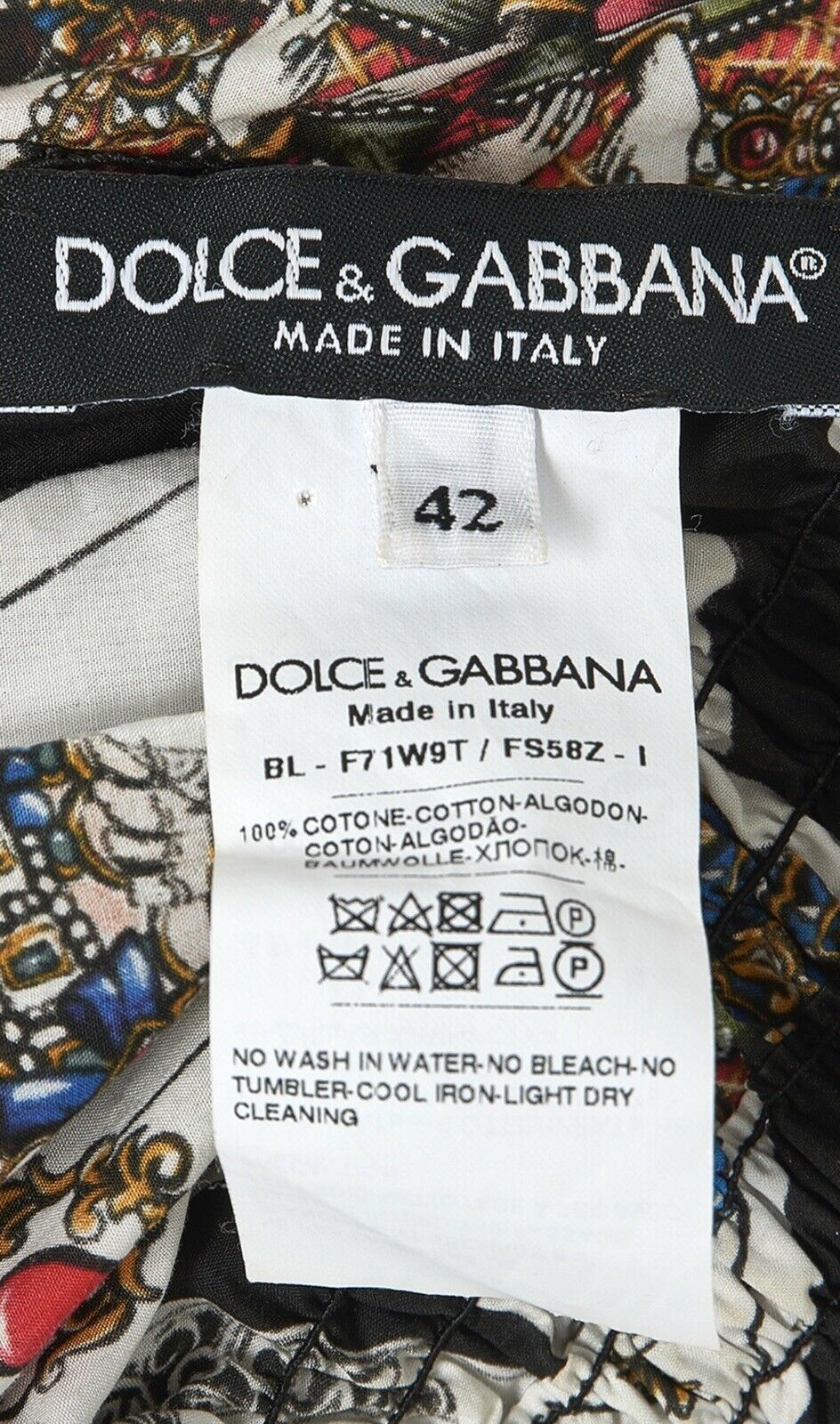 Dolce & Gabbana Black Playing Cards Off The Shoulder Crop Top I 42 UK 10 US 6 ladies