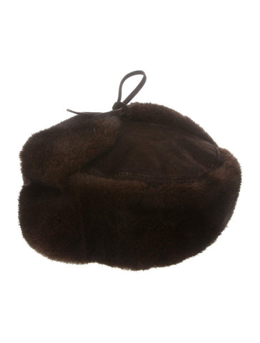 Bergdorf Goodman trapper Ushanka Russian Hat Men's brown mink fur suede Men