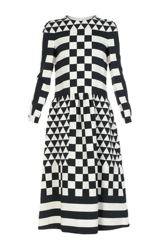 Valentino SO ELEGANT Checkerboard Wool Silk Dress Size I 40 UK 8 US 4 S Small ladies