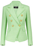 £2,940 Balmain double breasted tweed green blazer jacket F 40 UK 12 As Beyoncé ladies