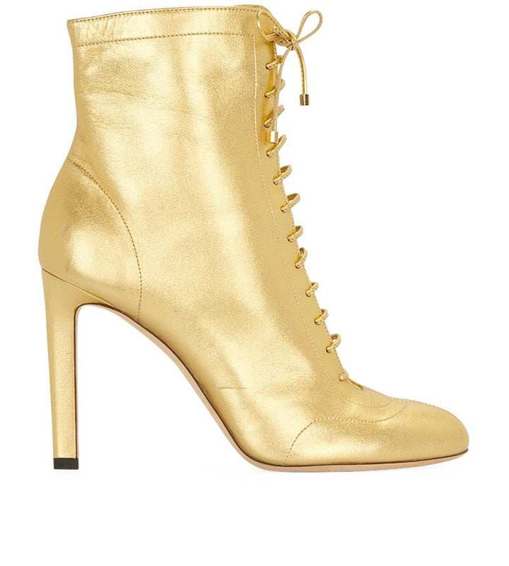 JIMMY CHOO 'DAIZE' HEELED METALLIC GOLD ANKLE BOOTS shoes Size 39 UK 6 US 9 ladies