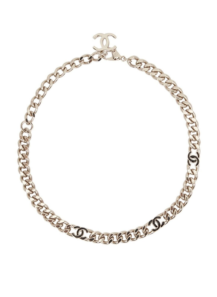 CHANEL 2022 B22 CC Enamel Chain CC Choker Gold Black Necklace ladies
