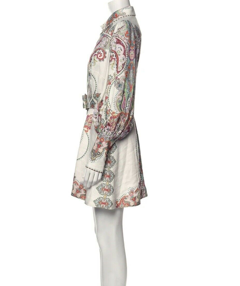 ZIMMERMANN Ninety-six Shirt Paisley Print Linen DRESS SIZE 1 S Small SOLD OUT ladies