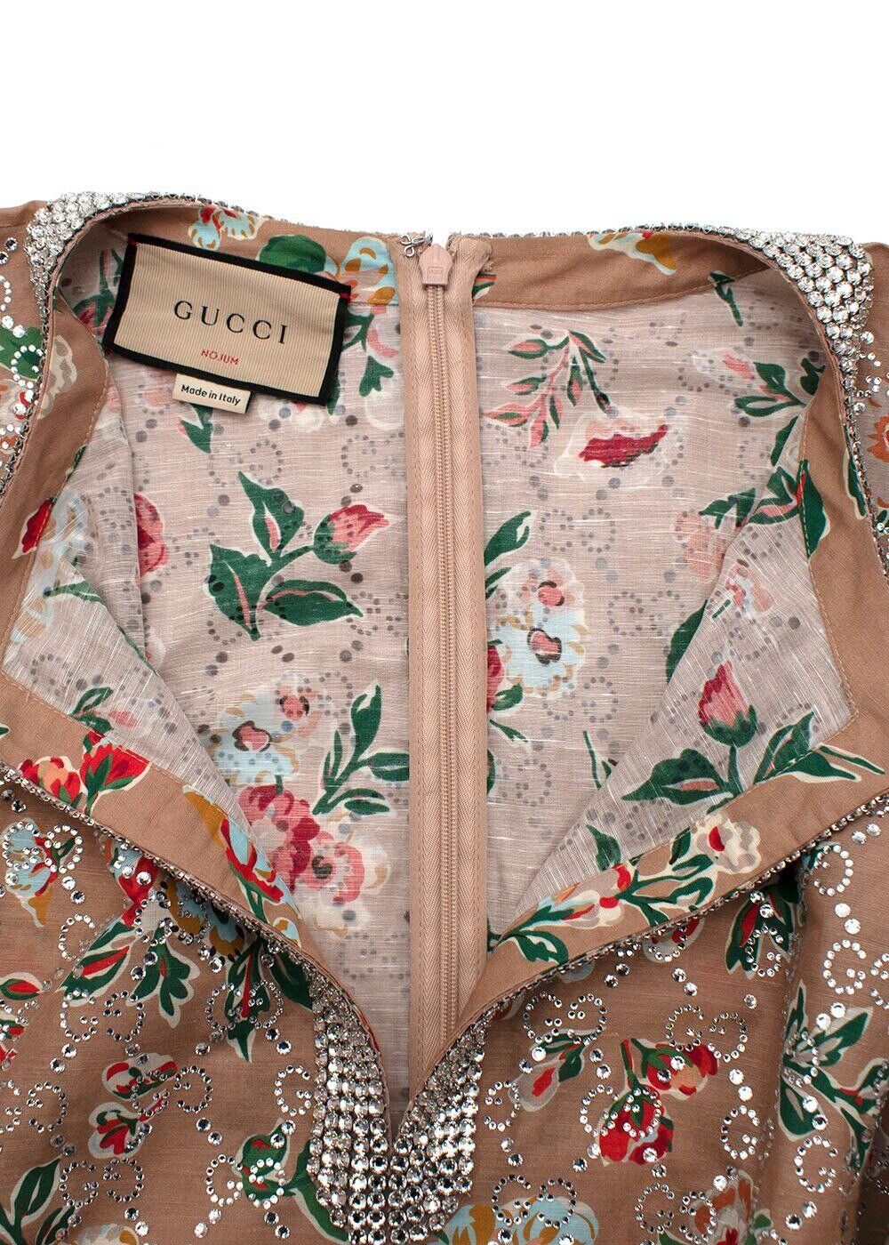 Gucci 2023 Pink Crystal GG Nojum Kaftan Dress Gown Size I 40 UK 8 US 4 S small ladies