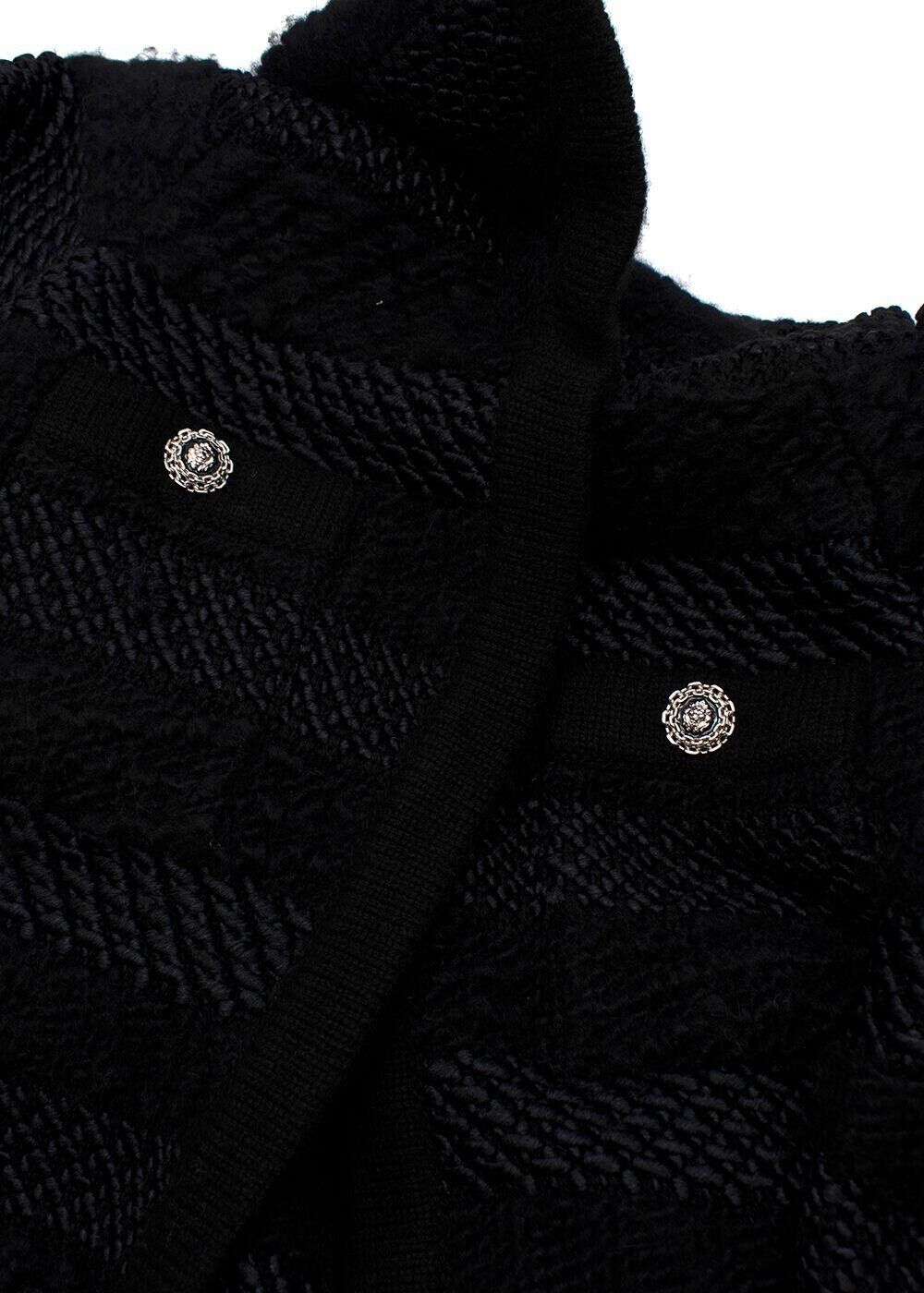 CHANEL 2020 black knitted alpaca wool long coat jacket F 36 UK 8 US 4 S small ladies