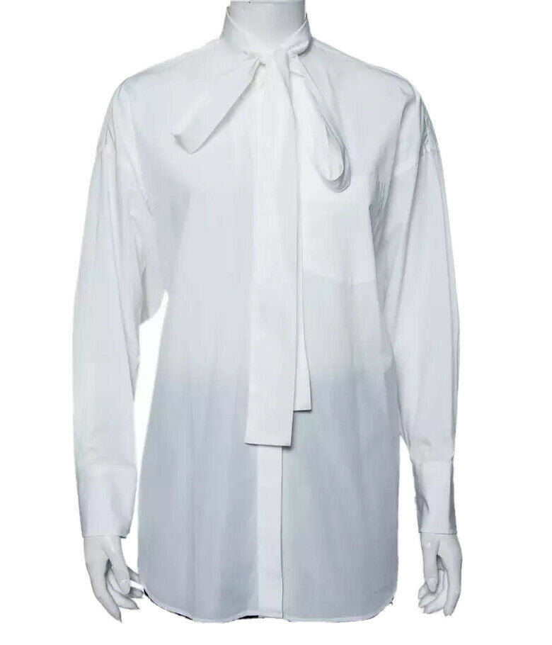 Valentino White Cotton Neck Tie Detail Oversized Tunic Shirt Size I 42 UK 10 US6 ladies