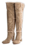 GIANVITO ROSSI Shearling-trimmed suede over-the-knee boots Size 40 US 10 UK 6 Ladies