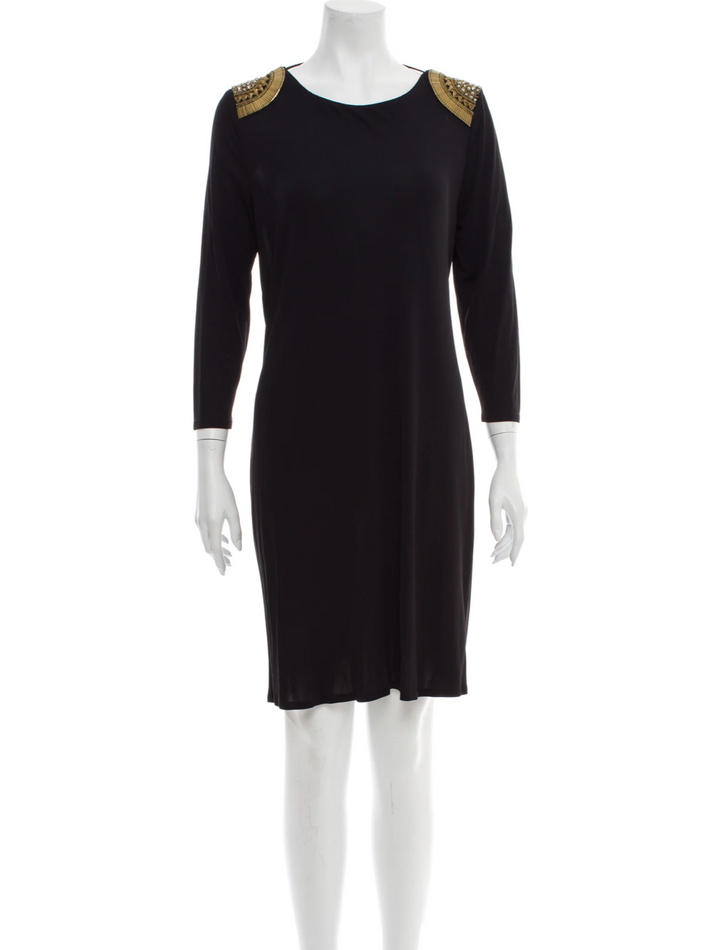Emilio Pucci MOST WANTED Black Embellished Epaulettes Dress I 44 UK 12 US 10 ladies