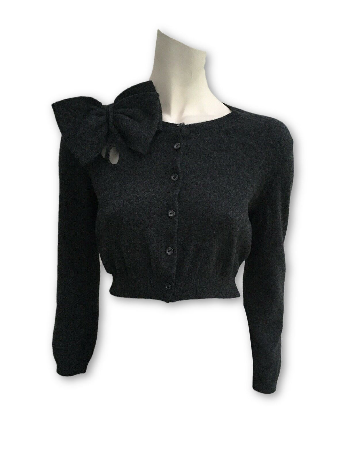 Moschino Wool Knit Cropped Cardigan Bow Detail LADIES