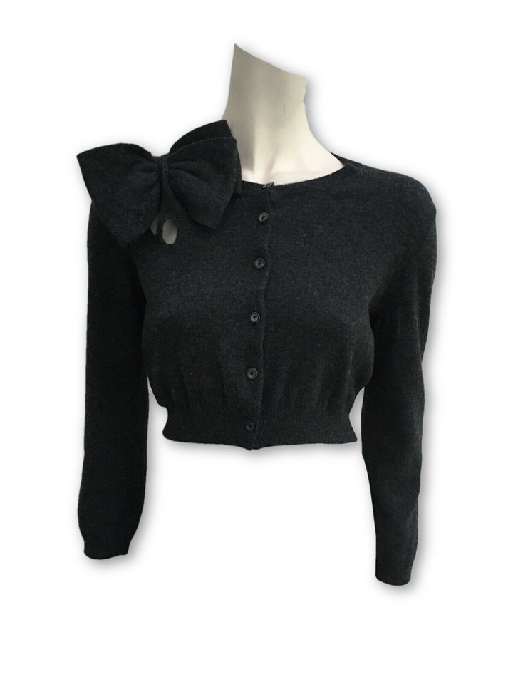 Moschino Wool Knit Cropped Cardigan Bow Detail LADIES
