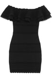 ALEXANDER MCQUEEN Off-the-Shoulder Ruffle Knit Mini Dress Size S Small ladies