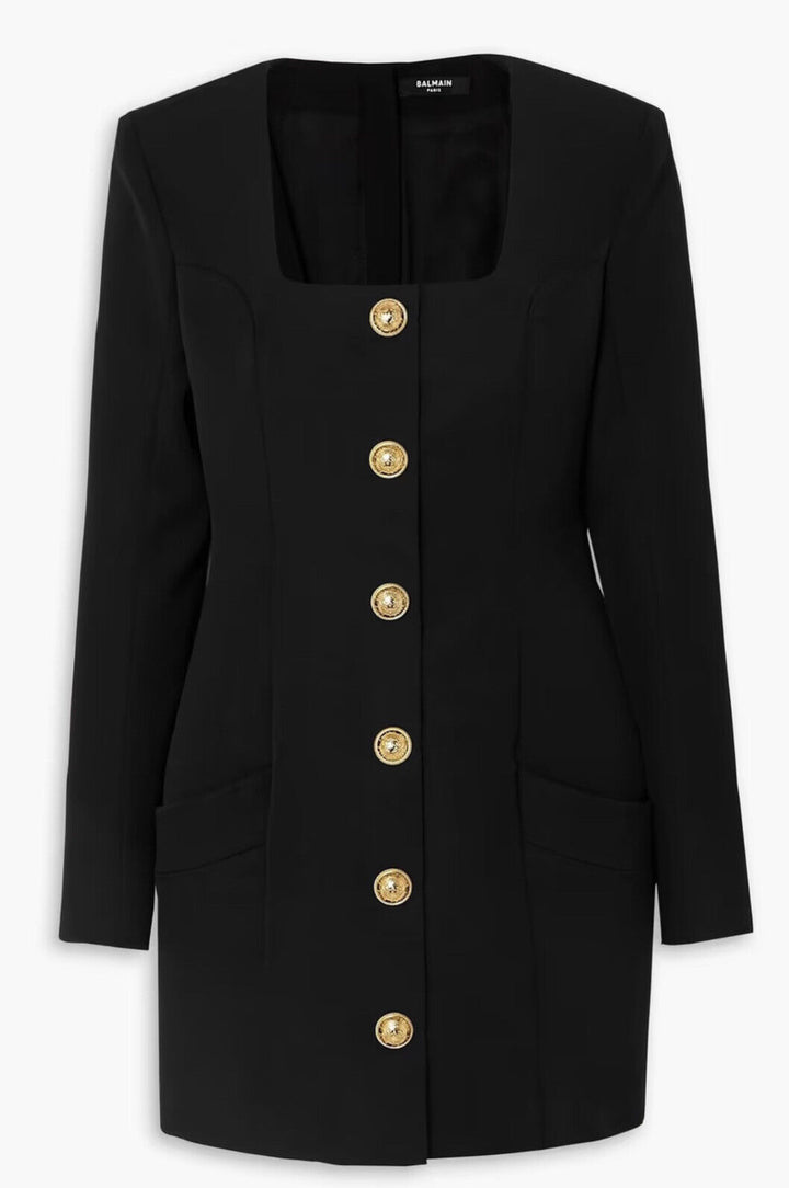 £3,940 SOLD OUT Balmain BLACK WOOL BLAZER DRESS F 40 UK 12 US 8 ladies