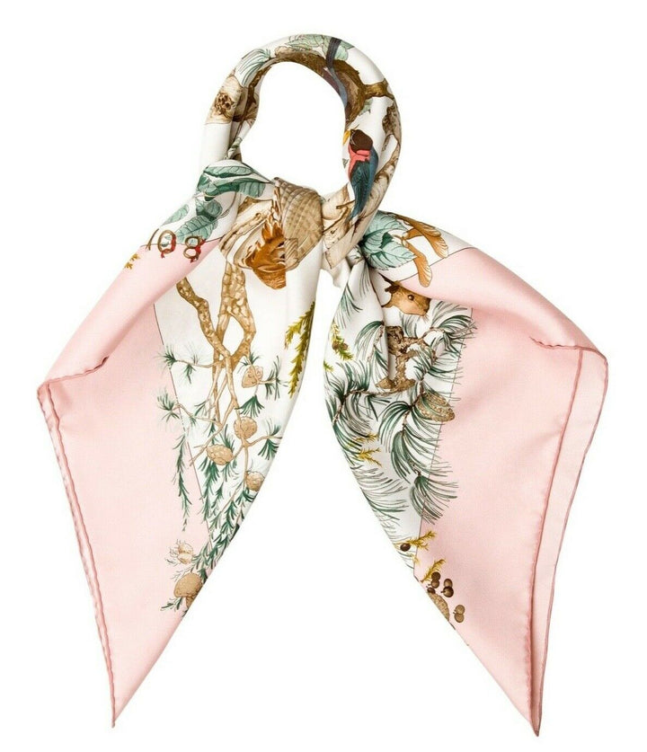 Hermès HERMES SCARF Silk "Au Coeur Des Bois " Animals Scarf 90 ladies
