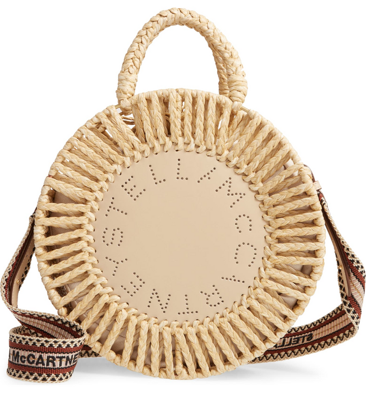 Stella McCartney Beige Small Woven Raffia Logo Circle Bag Handbag ladies