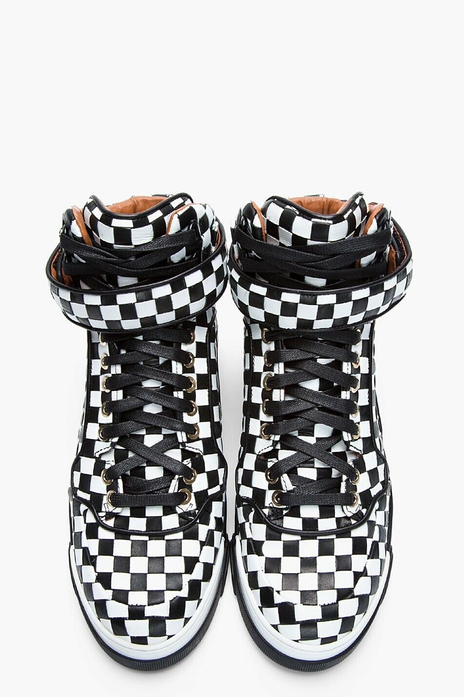 Givenchy White & Black Woven Leather Check Sneaker Trainers Unisex Justin Bieber Men