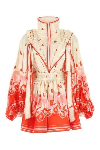 Zimmermann 2023 Red High Tide Hooded Cape-Effect Mini Dress 1 S small ladies