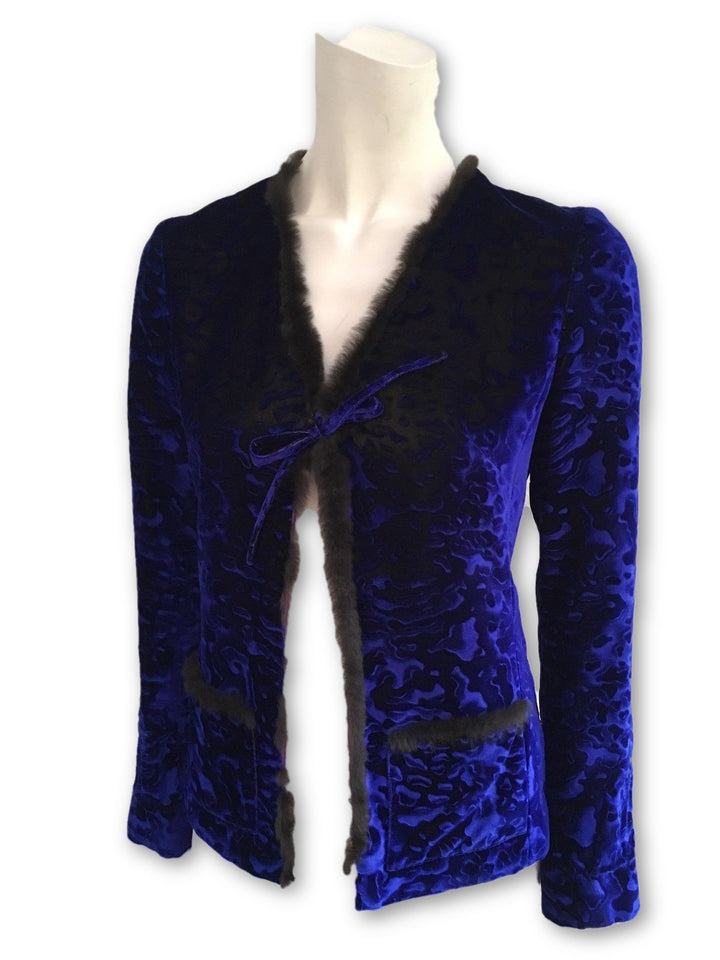 Christian Lacroix Bazar Women's Velvet with Fur Trim Jack Ladies