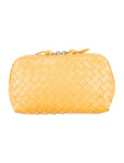 Bottega Veneta yellow intrecciato leather cosmetic pouch makeup toiletry bag wallet Ladies