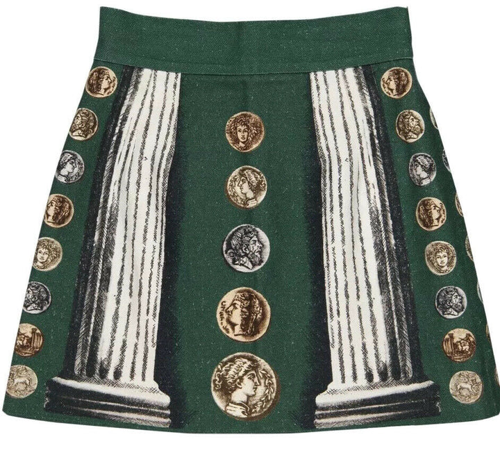 Dolce & Gabbana Linen Runaway Roman Column Mini Skirt Size I 38 UK 6 US 2 XS ladies