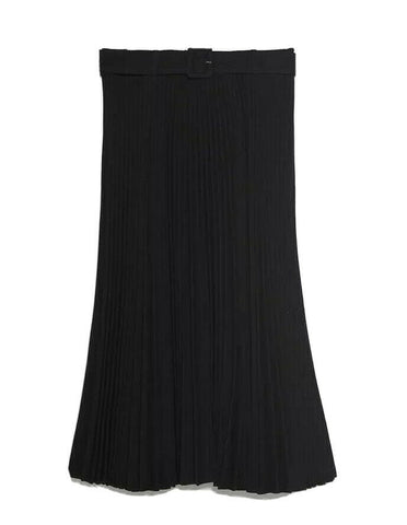 ZARA WOMAN PLEATED BELTED BLACK SKIRT Size S SMALL ladies
