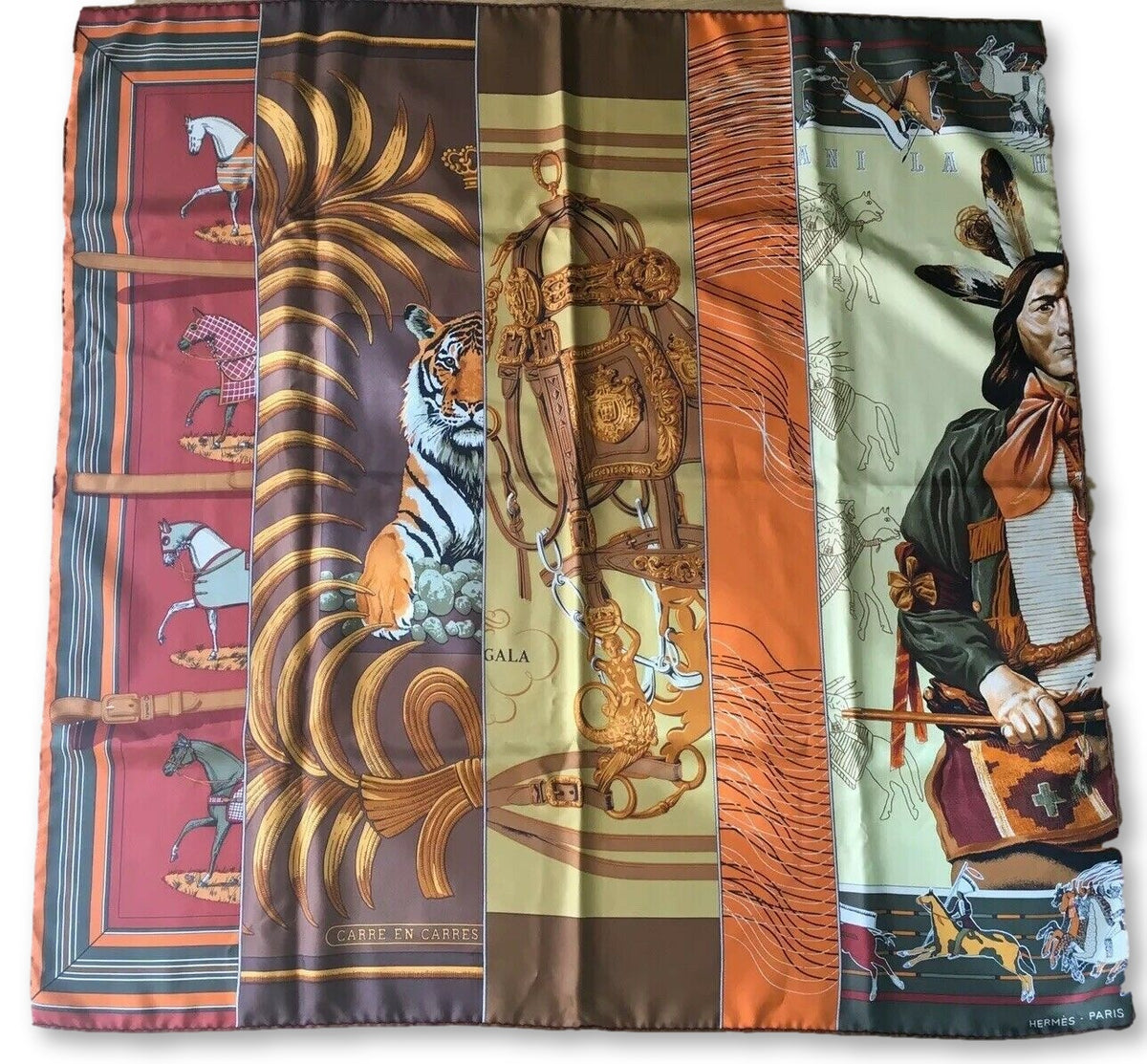 Hermès HERMES SCARF Carre en Carres 90cm Silk Twill Scarf ICONIC ladies