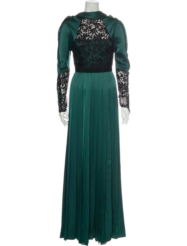 SELF-PORTRAIT Green Lace Panel Midi Dress Size UK 8 US 4 ladies Afashionistastore SELF-PORTRAIT Green Lace Panel Midi Dress Size UK 8 US 4 ladies Afashionistastore