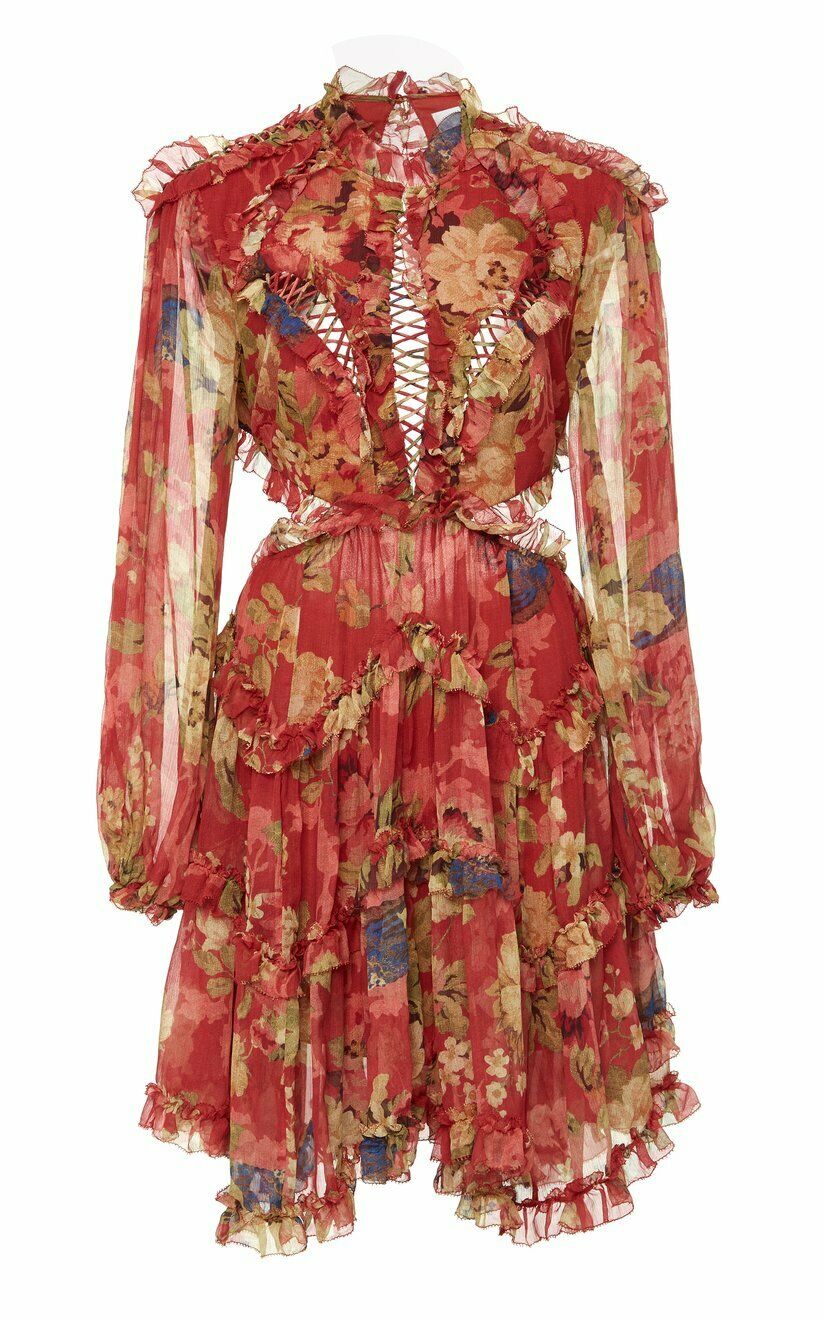 ZIMMERMANN Melody Lace Up Mini Dress Size 0  Ladies