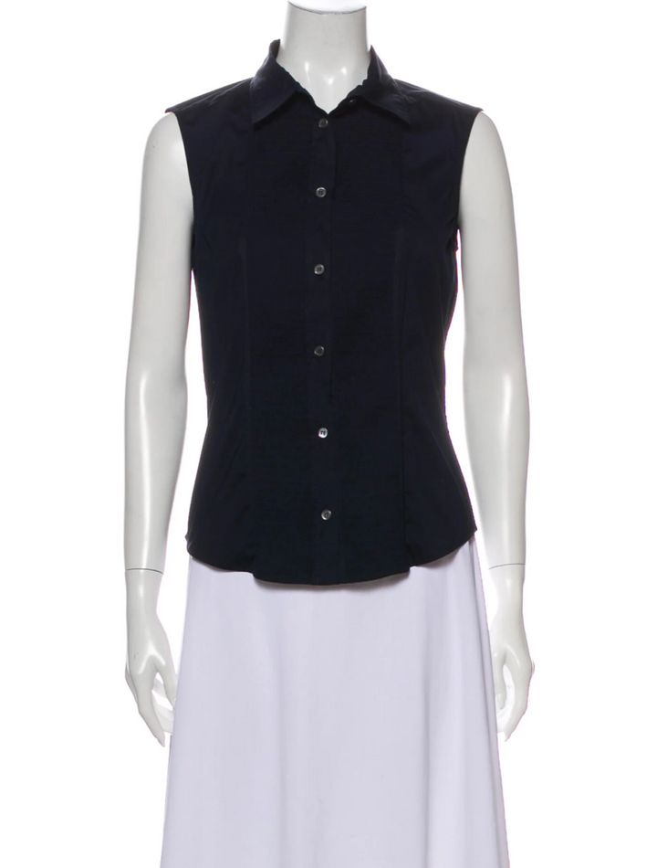 Prada Navy Fitted Shirt Blouse I 38 UK 6 US 2 XS ladies