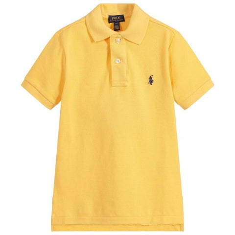 RALPH LAUREN POLO KIDS BABY BOY Cotton Mesh Polo Shirt Yellow Children
