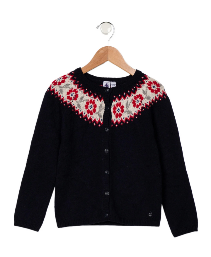 PETIT BATEAU Girl’s FAIR ISLE INTARSIA WOOL BLEND CARDIGAN SIZE 6 YEARS 116 CM children