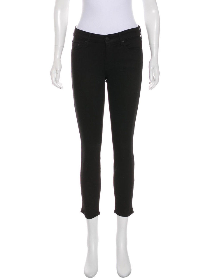 MOTHER The Looker Crop Mid Waist Jeans Black Size 26 Ladies