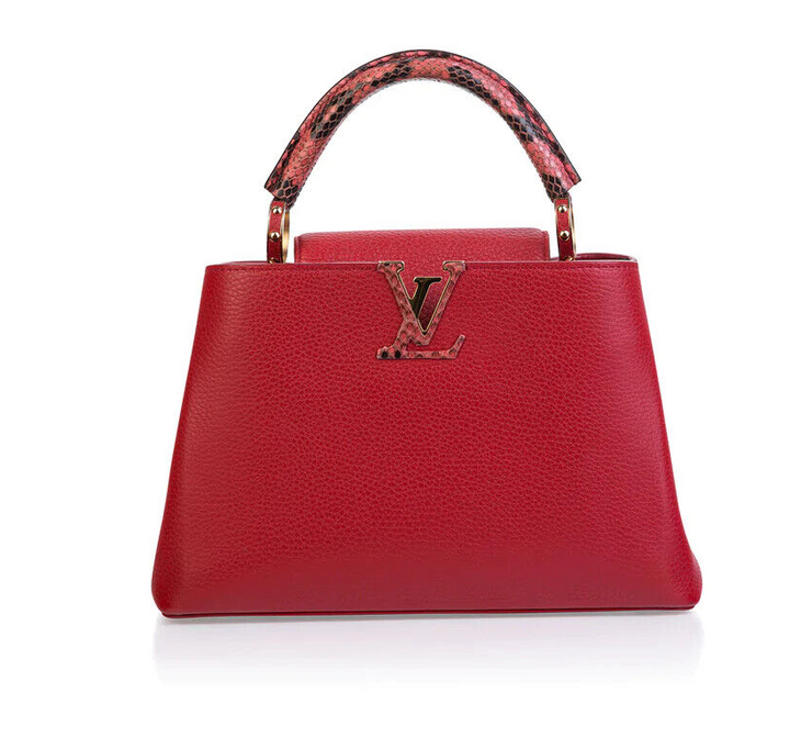 Limited LOUIS VUITTON CAPUCINES BB Python Snakeskin Rubis Taurillon Bag Handbag ladies