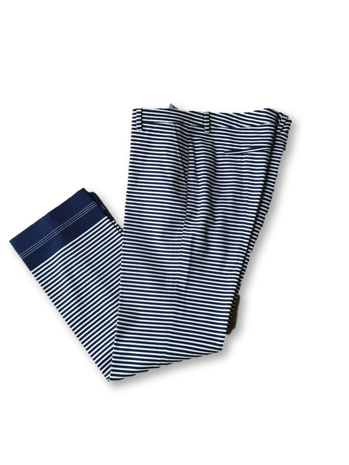 True Royal Pants Trousers White & Blue Stripes Mid-Rise Straight-Leg  Ladies