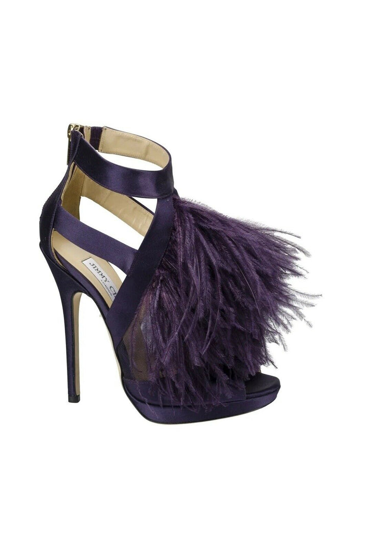 Jimmy Choo Teazer Ostrich Feather Sandals Platform Shoes SIZE 38.5 UK 5.5 US 8.5 ladies