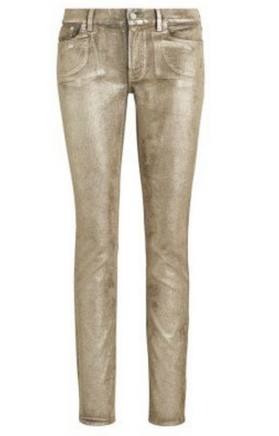 Ralph Lauren Black Label 400 Gold Skinny Pants Jeans Size 25 ladies