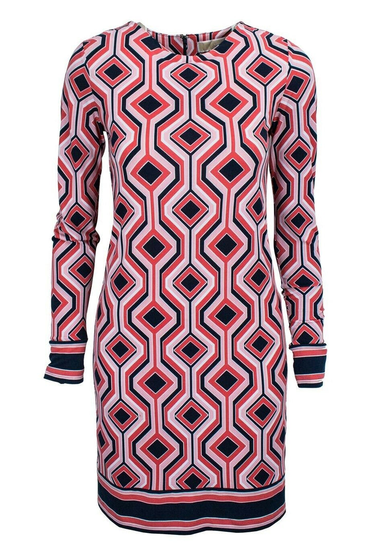 MICHAEL KORS Orange Long Sleeve Geometric Printed Dress Size L large ladies