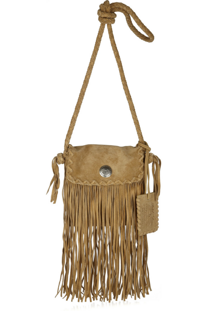RALPH LAUREN COLLECTION Fringed suede shoulder bag handbag ladies
