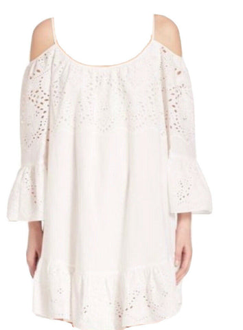 BCBGMAXAZRIA White Niki Eyelet Off-the-shoulder Casual Dress SIZE XS ladies